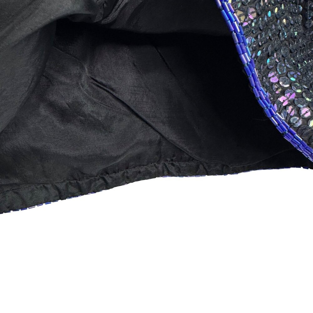 VTG Black Iridescent Mermaidcore Dark Fairy Sequin‎ Skirt 100% Silk Size Medium - Picture 4 of 10